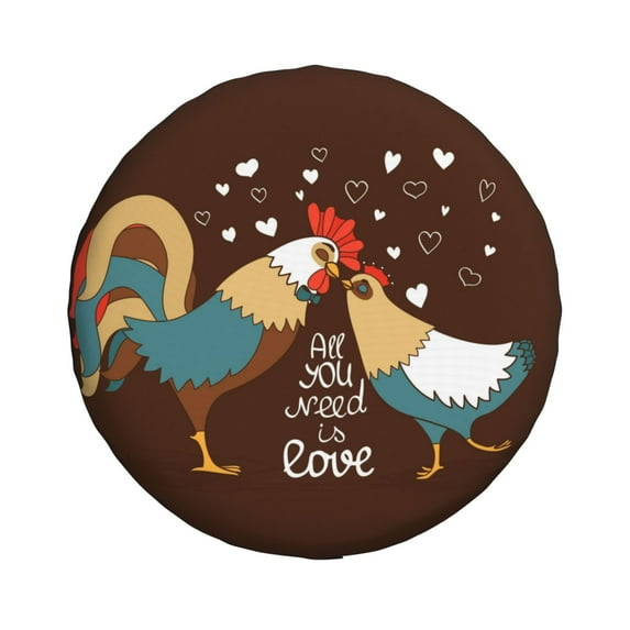 Haiem Spare Tire Cover , Wheel Cover with Rooster And Chicken printed, Camper Spare Tire Cover Fit for Jeep Wrangler Rv SUV Truck Travel Trailer-14 inch