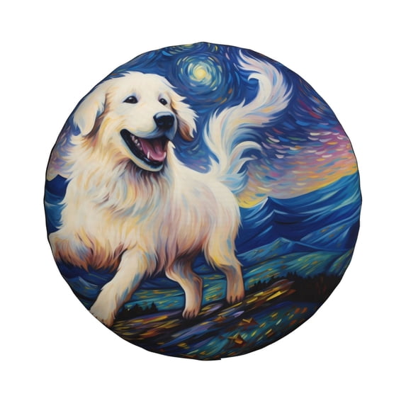Haiem Spare Tire Cover , Wheel Cover with Vintage Starry Sky Puppy printed, Camper Spare Tire Cover Fit for Jeep Wrangler Rv SUV Truck Travel Trailer-14 inch