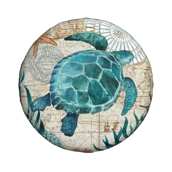 Haiem Spare Tire Cover , Wheel Cover with Watercolor Sea Turtle printed, Camper Spare Tire Cover Fit for Jeep Wrangler Rv SUV Truck Travel Trailer-16 inch