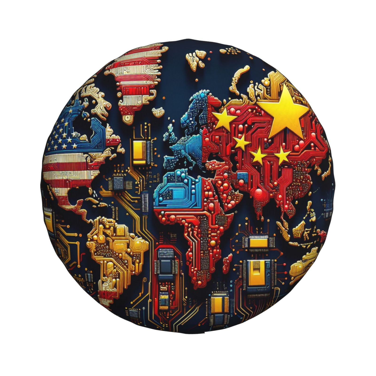 Haiem Spare Tire Cover , Wheel Cover with World Map Of Digital Circuits