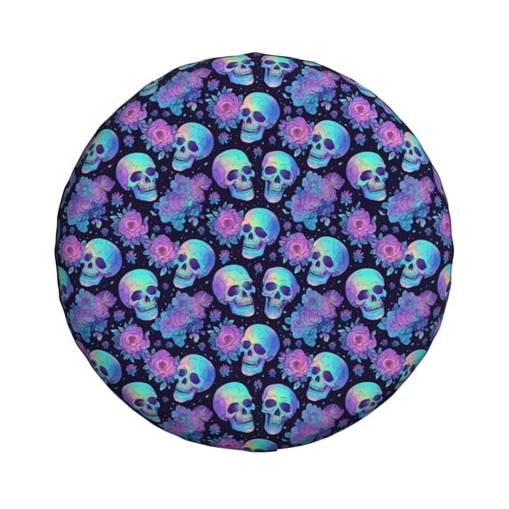 Haiem Spare Tire Cover , Wheel Cover with starry sky Skull flower printed, Camper Spare Tire Cover Fit for Jeep Wrangler Rv SUV Truck Travel Trailer-14 inch