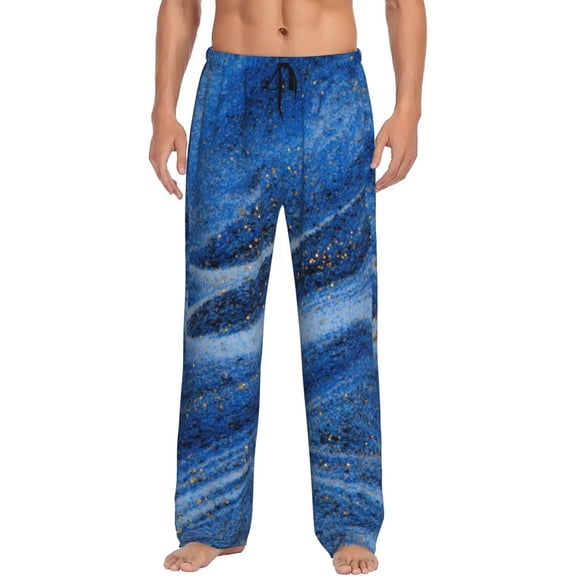 Haiem Sparkling With Blue Men's Pajama Pants Ultra Lightweight Pjs Bottoms Sleepwear Bottom Pants With Pocket Drawstring-Large