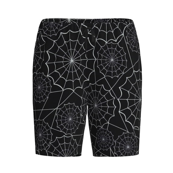 Haiem Spider Web Black Men's Pajama Short with Soft Woven Cotton Elastic Waistband Sleep Short-XX-Large