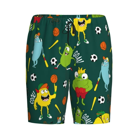 Haiem Sport Monster Men's Pajama Short with Soft Woven Cotton Elastic Waistband Sleep Short-Small