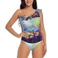 thumbnail image 1 of Haiem Spring Flower Seasonal Women's One Piece Swimsuits Tummy Control One Shoulder Bathing Suits Ruffle Swimwear-X-Large, 1 of 8