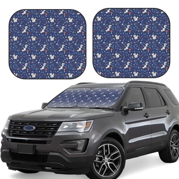 Haiem Squirrel Flower Car Windshield Sun Shade (2 Pieces) Foldable Windshield Sun Shade Car Accessories for Truck SUV Pickup-Medium