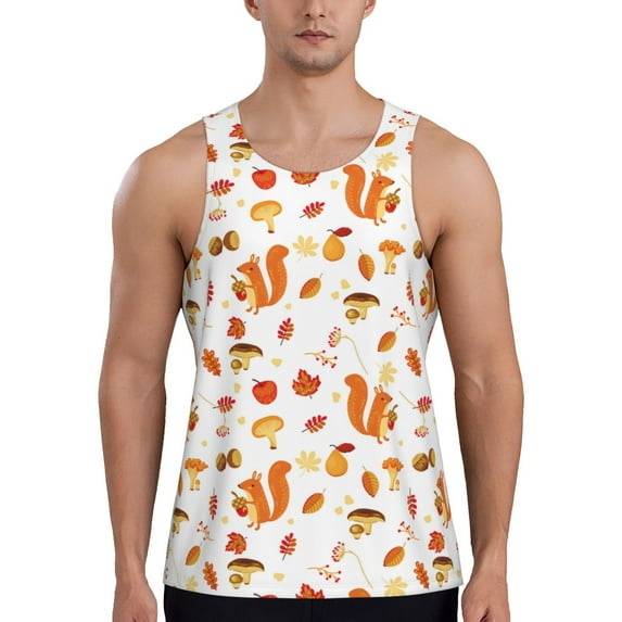 Haiem Squirrel InThe Forest3 Men Workout Tank Top Gym Bodybuilding Sleeveless Muscle T Shirts Athletic Tank Breathable Workout Shirt-3X-Large