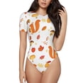 thumbnail image 1 of Haiem Squirrel InThe Forest3 Women's Crew Neck Short Sleeve Bodysuit Tops Stretchy Slim Basic-XX-Large, 1 of 9