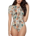 thumbnail image 1 of Haiem Squirrels and Trees Women's Crew Neck Short Sleeve Bodysuit Tops Stretchy Slim Basic-Medium, 1 of 9