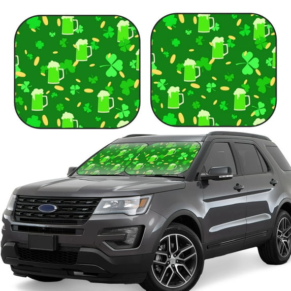 Haiem St Patrick'S Day2 Windshield Sun Shade: Universal Foldable 2-Piece Car Front Window Sunshade - Blocks Uv Rays, And Reduces Heat,Essential Car Accessory Medium