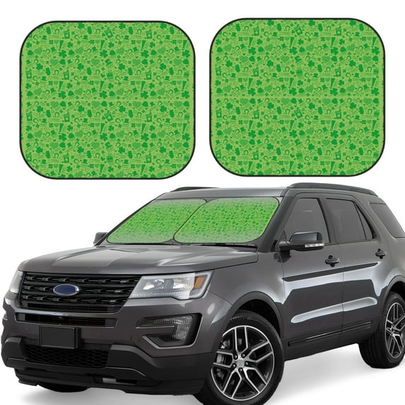 Haiem St Patrick's Day Car Windshield Sun Shade (2 Pieces) Foldable Windshield Sun Shade Car Accessories for Truck SUV Pickup-Medium