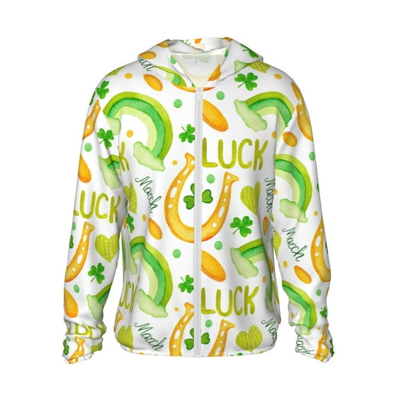 Haiem St Patrick's Day1 UPF 50+ Fishing Shirts for Men Long Sleeve UV Sun Protection Hoodie Non-Mask Outdoor Hiking Shirts