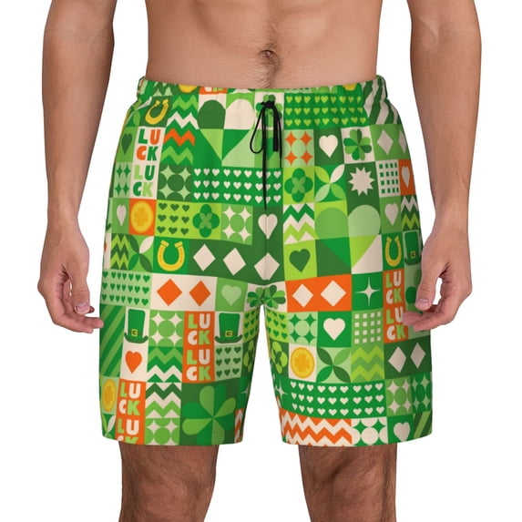 Haiem St Patrick's Day6 Mens Swim Trunks with Compression Liner 2 in 1 Swimming Shorts Stretch Swimwear Quick Dry,Board Shorts-XX-Large