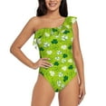 thumbnail image 1 of Haiem St Patrick's Day7 Women's One Piece Swimsuits Tummy Control One Shoulder Bathing Suits Ruffle Swimwear-Medium, 1 of 8