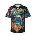 thumbnail image 1 of Haiem Stained Glass Eagle USA Printed Hawaiian Shirt for Men - Men’s Casual Beach Summer Shirts - Stretch Fabric with Modern Fit-Small, 1 of 7