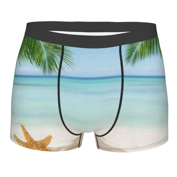 Haiem Starfish in Beach Men's Boxer Briefs, Every Day Comfort Stretch Cotton Moisture-Wicking Underwear-Large