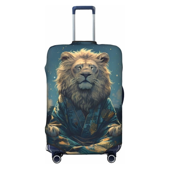 Haiem Starry Sky Meditating Lion Luggage Cover Printed Suitcase Covers for Luggage Elastic Washable Suitcase Protector Fits 18-32 Inch Luggage-Medium