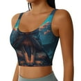 thumbnail image 1 of Haiem Starry Sky Moon Wolf Leader Pattern Womens Sports Bra - U Neck Padded Low Impact Yoga Bra Workout Crop Top Gym Moisture-Wicking Workout Vest -, 1 of 9