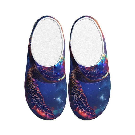 Haiem Starry Sky Turtle Print Women's Fuzzy Memory Foam House Slipper Cozy Home Footwear Non-slip Winter Slippers-40/41