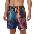 thumbnail image 1 of Haiem Starry Sky White Cloud Puppy Mens Swim Trunks with Compression Liner 2 in 1 Swimming Shorts Stretch Swimwear Quick Dry,Board Shorts-3X-Large, 1 of 9
