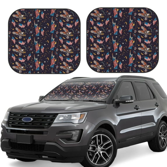 Haiem Statue Of Liberty Eagle Car Windshield Sun Shade (2 Pieces) Foldable Windshield Sun Shade Car Accessories for Truck SUV Pickup-Large