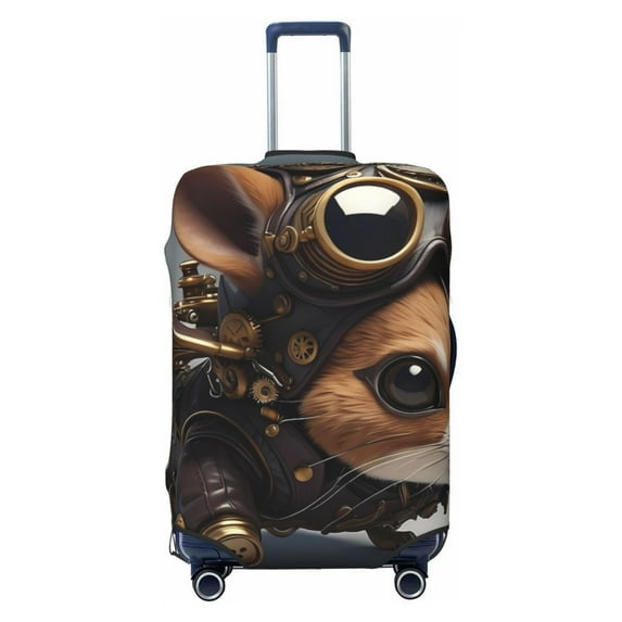Haiem Steampunk Squirrel Pilot Luggage Cover Printed Suitcase Covers for Luggage Elastic Washable Suitcase Protector Fits 18-32 Inch Luggage-Small