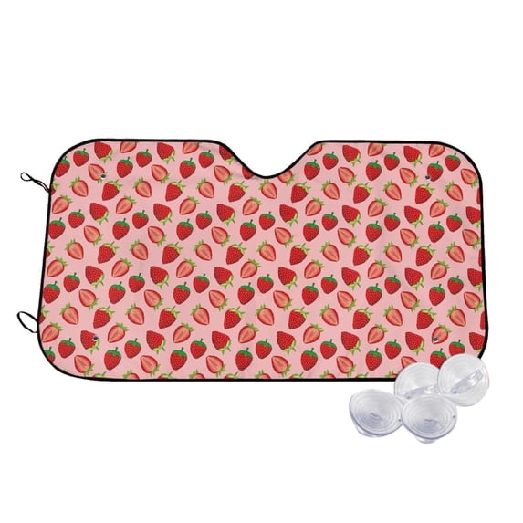 Haiem Strawberries Car Windshield Sun Shade - Blocks UV Rays Sun Visor Protector, Sunshade to Keep Your Vehicle Cool, Universal Fit SUV Van Sedan-Medium