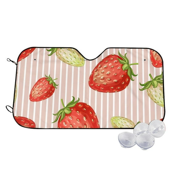 Haiem Strawberries Car Windshield Sun Shade - Blocks UV Rays Sun Visor Protector, Sunshade to Keep Your Vehicle Cool, Universal Fit SUV Van Sedan-Small