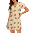 thumbnail image 1 of Haiem Strawberries Print Women’s Short-sleeved Nightdress – Comfortable and Loose-Fit Sleepwear, Soft Cotton Sleep Shirt for Relaxing, Casual Nightdress, 1 of 6