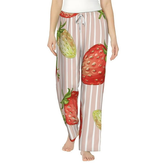 Haiem Strawberries Women's Pajama Pants Ultra Lightweight Pjs Bottoms Sleepwear Bottom Pants With Pocket Drawstring-Large