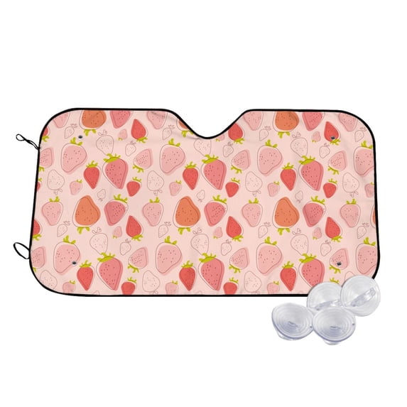 Haiem Strawberry Car Windshield Sun Shade - Blocks UV Rays Sun Visor Protector, Sunshade to Keep Your Vehicle Cool, Universal Fit SUV Van Sedan-Small