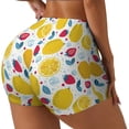 thumbnail image 1 of Haiem Strawberry Lemon No Front Seam Biker Shorts for Women Yoga Workout Gym Bike Shorts with Tummy Control Moisture-Wicking-Small, 1 of 9