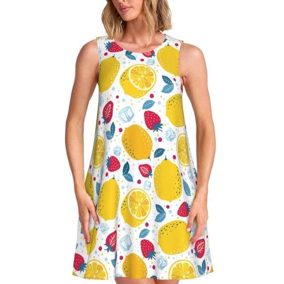 Haiem Strawberry Lemon for Women’s Summer Dresses – Casual Sleeveless Tank Loose Sundress, Lightweight Beach Dress