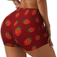 thumbnail image 1 of Haiem Strawberry No Front Seam Biker Shorts for Women Yoga Workout Gym Bike Shorts with Tummy Control Moisture-Wicking-X-Large, 1 of 9