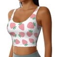 thumbnail image 1 of Haiem Strawberry Pattern Womens Sports Bra - U Neck Padded Low Impact Yoga Bra Workout Crop Top Gym Moisture-Wicking Workout Vest -Small, 1 of 9