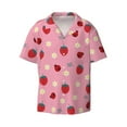 thumbnail image 1 of Haiem Strawberry and Ladybugs Men's Casual Shirts Short Sleeve Button Down Shirts Fashion Textured Summer Beach Shirt-Small, 1 of 7