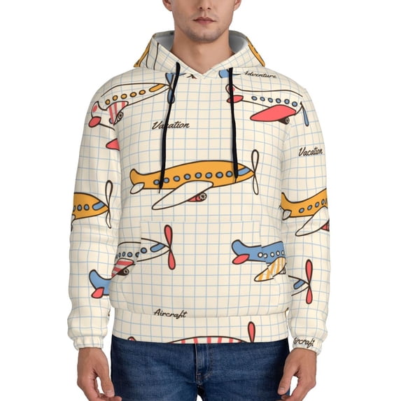 Haiem Striped Vintage Planes Patterned Men's Hoodie with Kangaroo Pocket - Ideal Pullover Sweatshirt for Daily Wear, Travel, and Home-3X-Large