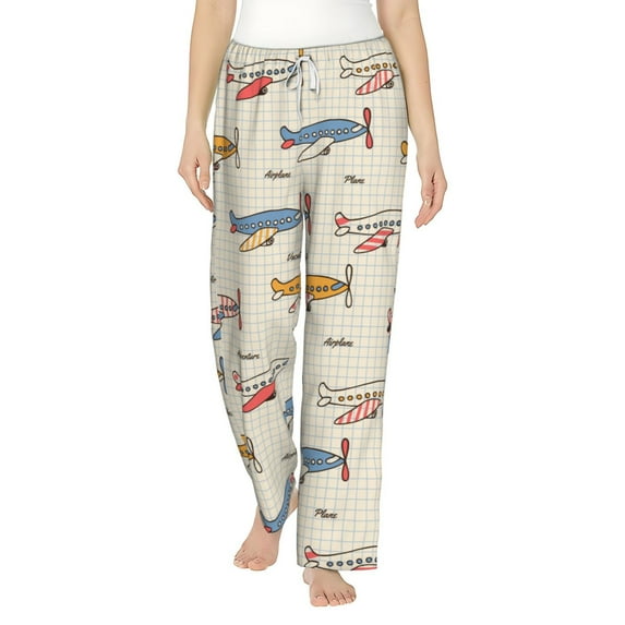 Haiem Striped Vintage Planes Women's Pajama Pants Ultra Lightweight Pjs Bottoms Sleepwear Bottom Pants With Pocket Drawstring-Small