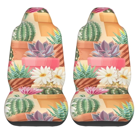 Haiem Succulent And Cactus Printed Car Seat Covers Set of 2, Universal Fit Car Seat Covers,Protective Seat Covers,Comfortable Car Seat Covers, Easy Installation Seat Covers, Vehicle Seat Covers