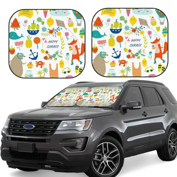 Haiem Summer Animal Car Windshield Sun Shade (2 Pieces) Foldable Windshield Sun Shade Car Accessories for Truck SUV Pickup-Medium
