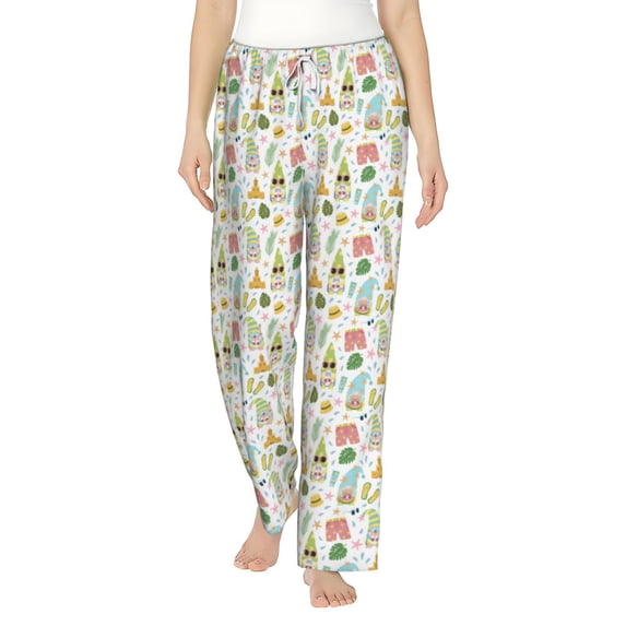 Haiem Summer Beach Gnomes Women's Pajama Pants Ultra Lightweight Pjs Bottoms Sleepwear Bottom Pants With Pocket Drawstring-Large