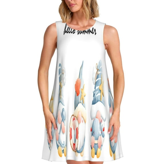 Haiem Summer Gnome for Women’s Summer Dresses – Casual Sleeveless Tank Loose Sundress, Lightweight Beach Dress