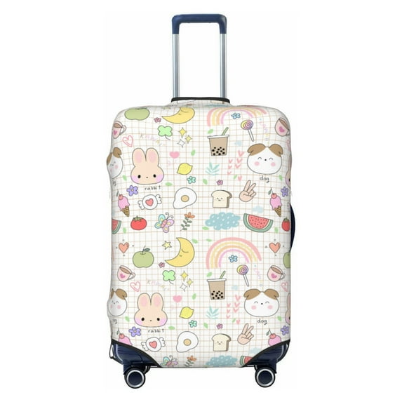 Haiem Summer Rabbit Luggage Cover Printed Suitcase Covers for Luggage Elastic Washable Suitcase Protector Fits 18-32 Inch Luggage-Large