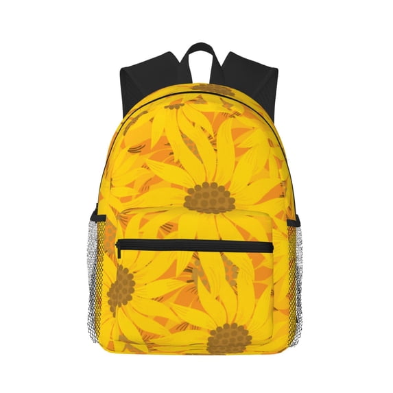 Haiem Sun Flowers Lightweight Backpack for School, Classic Basic Water Resistant Casual Daypack for Travel with Bottle Side Pockets