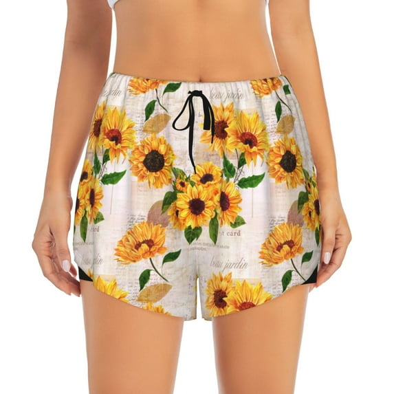 Haiem Sunflower 5 Women's 2 in 1 Running Shorts - Lightweight Athletic Workout Gym Yoga Breathable Sports Shorts Liner with Phone Pockets-XX-Large