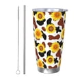 thumbnail image 1 of Haiem Sunflower Cow Printed 20oz Straight Skinny Car Cups With Insulated Cup Sleeve Portable Handle, Sports Travel Coffee Mug, Stainless Steel, Insulated-Straw Two-piece Set, 1 of 8