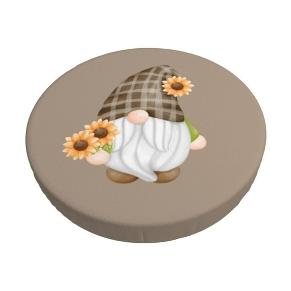 Haiem Sunflower Gnomes 4 Cushion Round Bar Chair Seat Cover Bar Chair Cushion Covers Elastic Washable Bar Chair Cover,Protects from Scratches and Stains-12 inch
