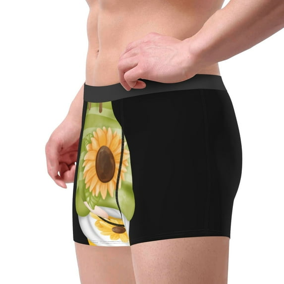 Haiem Sunflower Gnomes Men's Boxer Briefs, Every Day Comfort Stretch Cotton Moisture-Wicking Underwear-Small