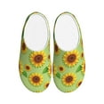 thumbnail image 1 of Haiem Sunflower Leaves Print Women's Fuzzy Memory Foam House Slipper Cozy Home Footwear Non-slip Winter Slippers-35/36, 1 of 7