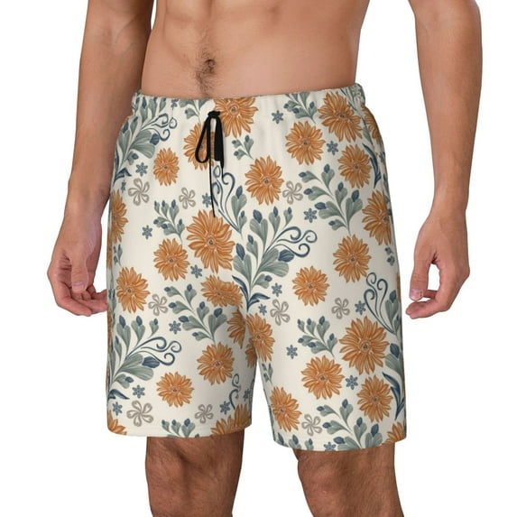 Haiem Sunflowers 5 Mens Swim Trunks with Compression Liner 2 in 1 Swimming Shorts Stretch Swimwear Quick Dry,Board Shorts-Small